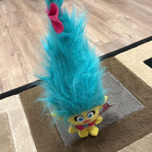 Trolls Blue and Yellow Stuffed Animal with Spiky Hair - Picture 4 of 7